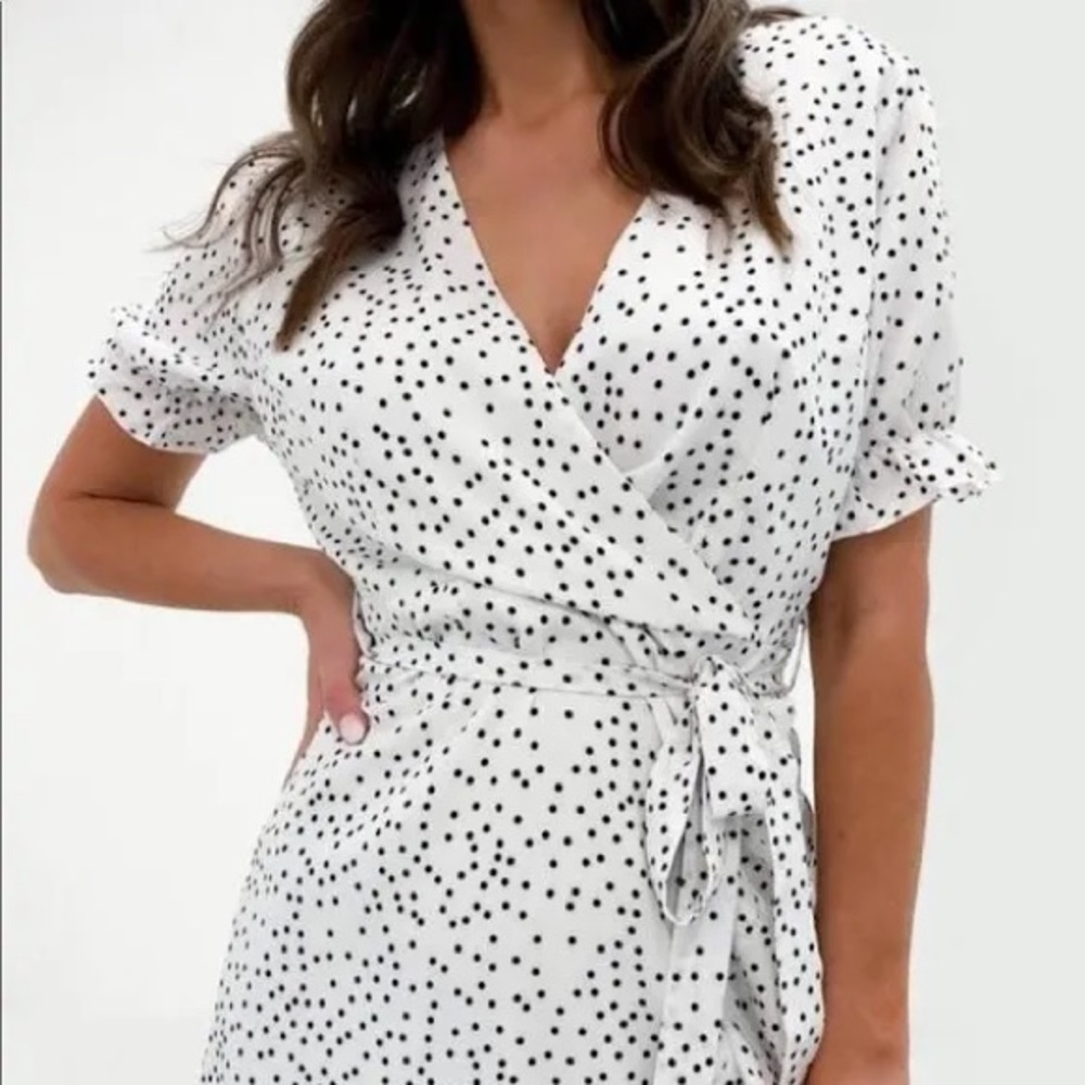 NWT Missguided Polka Dot Wrap Mini Dress